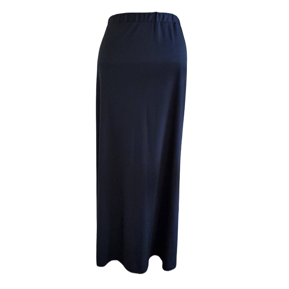 Vintage 70s AMPLE TOGS Black Poly Maxi Skirt 38 Waist 1X